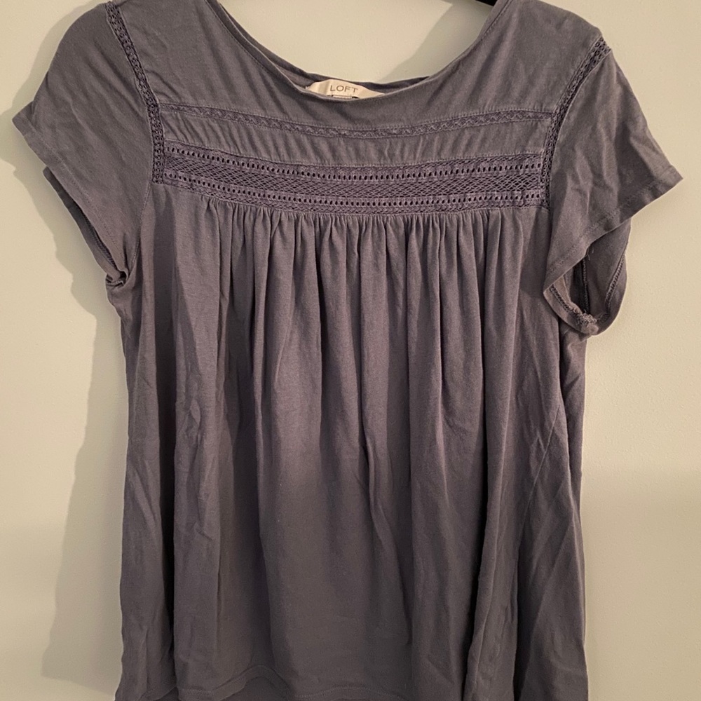 Pleated Short Sleeve Scoopneck Top